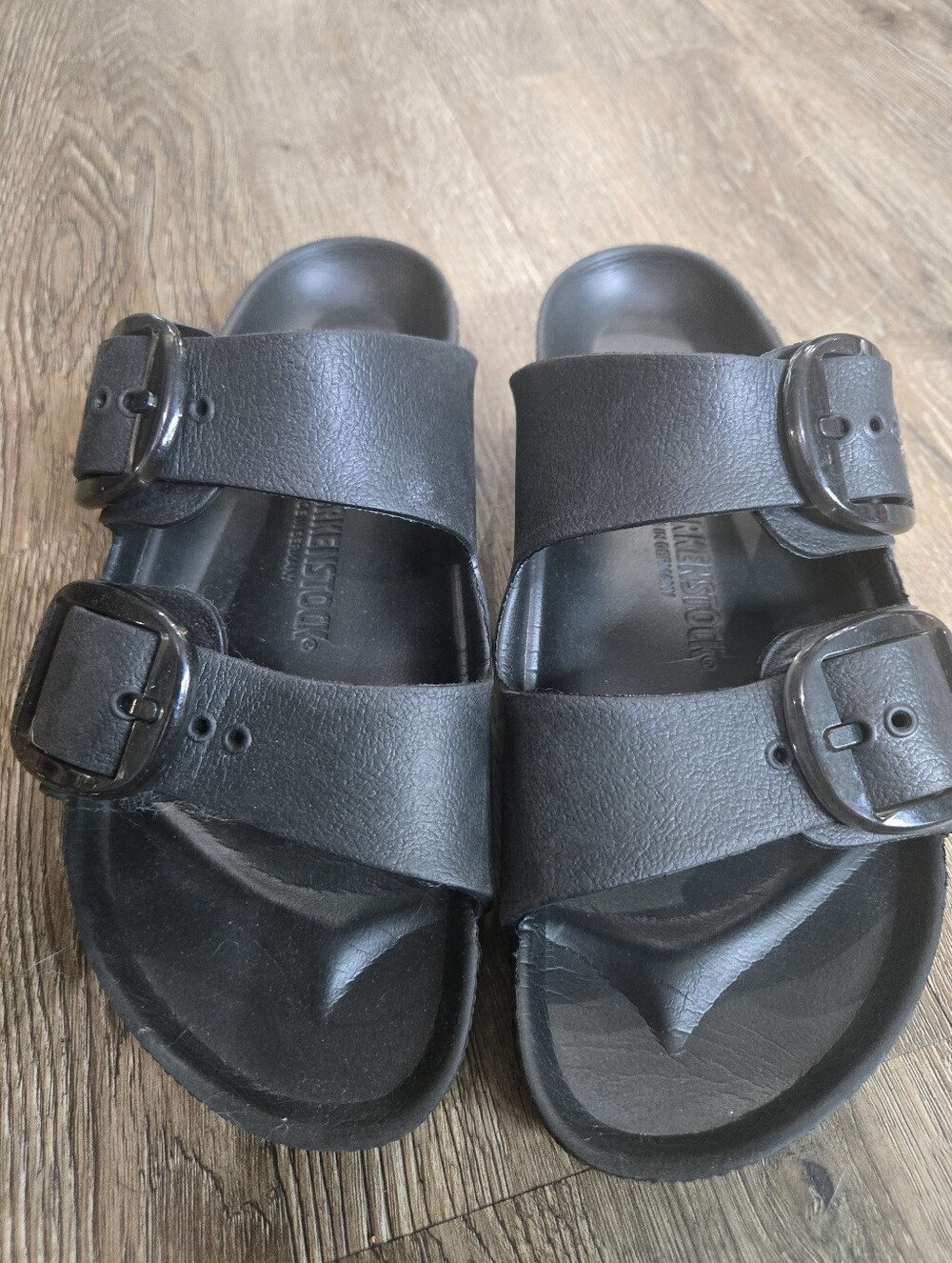 Birkenstock Black Two-Band Adjustable Slide Sandals